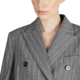 Giacca donna doppiopetto regular fit in flanella gessata