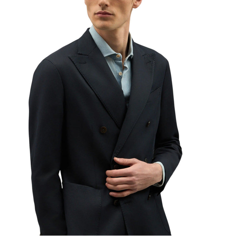 Abito uomo K-Jacket doppiopetto in twill di cotone e lino