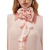 Maxi camicia donna in georgette con rosa