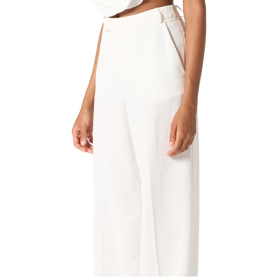 Pantaloni donna wide leg in gabardina