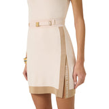 Mini donna abito in maglia con bande in viscosa lucida