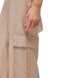 Pantaloni donna ampi in lyocell e pizzo