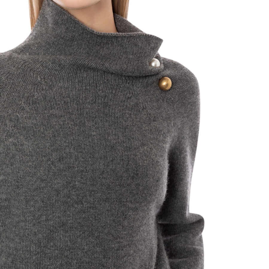 Maglione donna in misto lana e cashmere con piercing