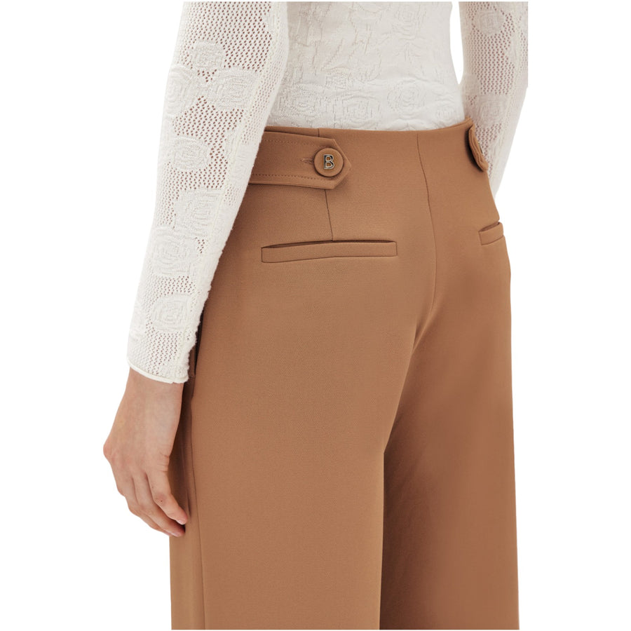 Pantalone donna a gamba larga in crêpe stretch