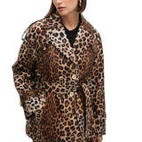 Trench donna corto animalier con cintura