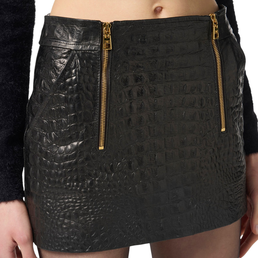 Mini donna gonna in pelle con stampa cocco