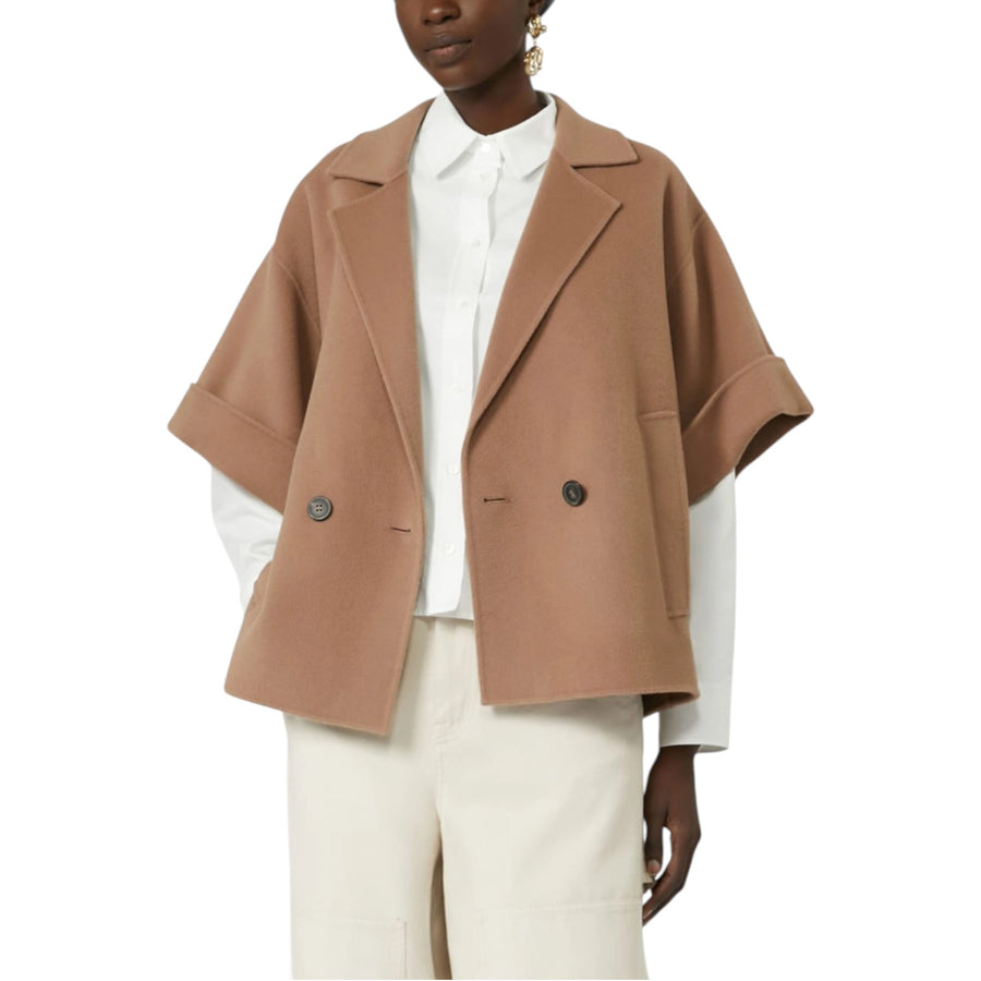 Cappotto donna corto in drap di lana