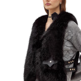 Gilet donna in faux fur con rosa