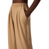 Pantaloni donna lunghi wide-leg in misto lana