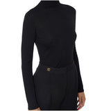 Maglia donna in lana con micro-logo jacquard