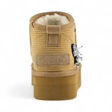 Stivale donna invernale in velluto a coste con patch