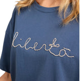 T-shirt donna lettering ricamata