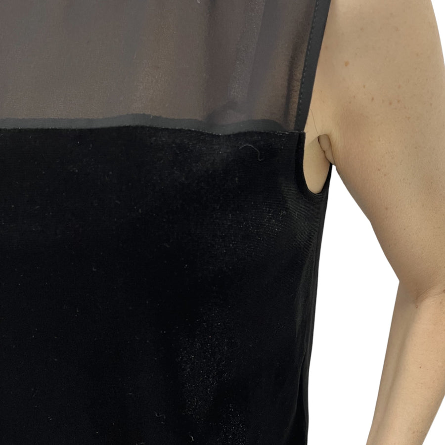 Top donna senza maniche con effetto trasparenza