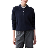 Polo donna in maglia con bottoni gioiello