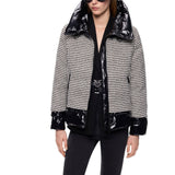 Piumino donna in tweed e nylon