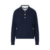 Polo donna in maglia con bottoni gioiello