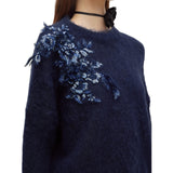 Maglia donna in mohair con ricamo