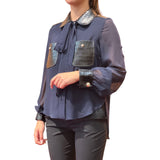 Camicia donna lunga trasparente con tasche lucide
