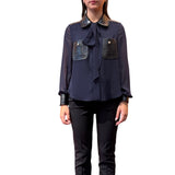 Camicia donna lunga trasparente con tasche lucide