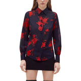 Camicia donna in voile di seta a fiori
