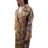 Cappotto donna military con rifiniture floreali