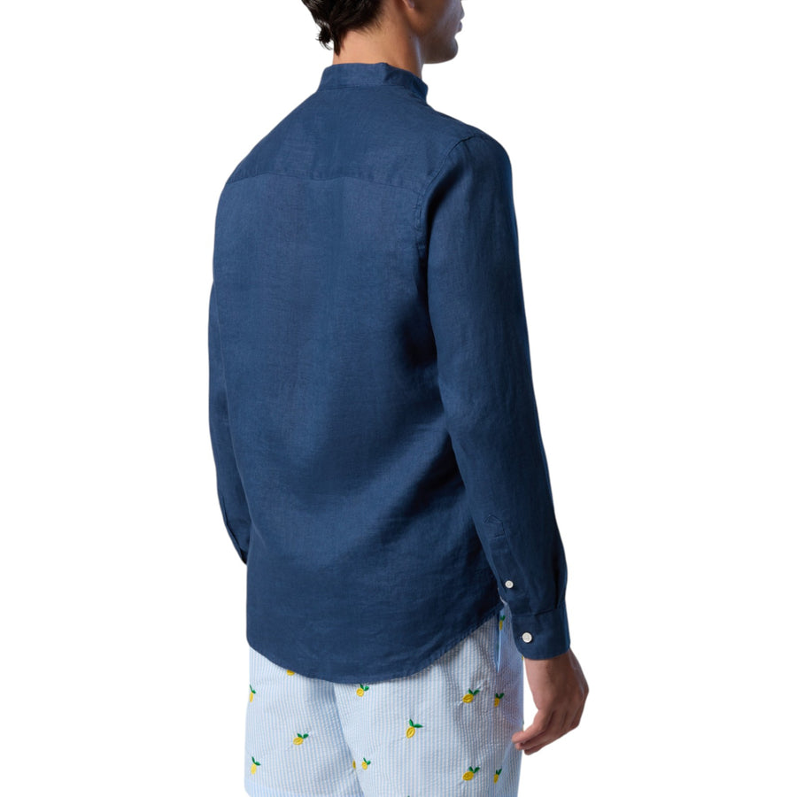 Camicia uomo alla coreana con logo