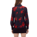 Camicia donna in voile di seta a fiori