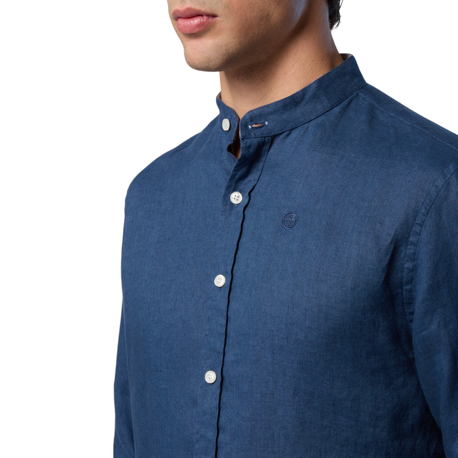 Camicia uomo alla coreana con logo