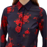 Camicia donna in voile di seta a fiori