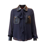 Camicia donna lunga trasparente con tasche lucide