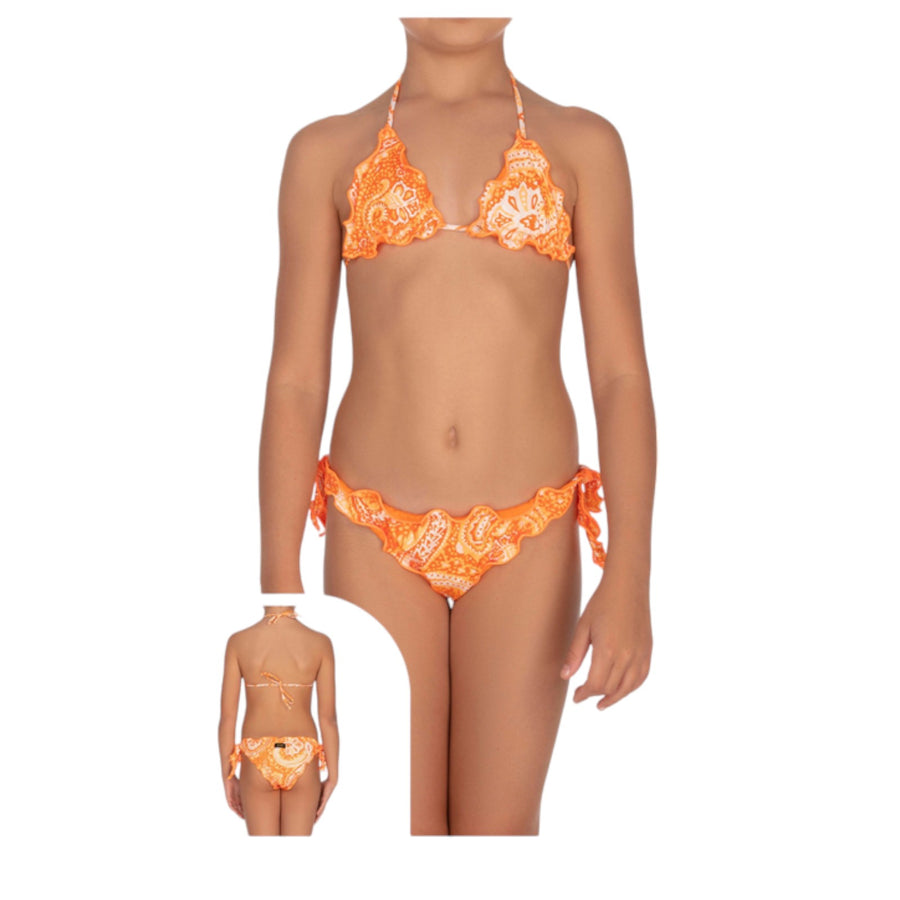 Bikini triangolo e slip nodi regolabile bimba