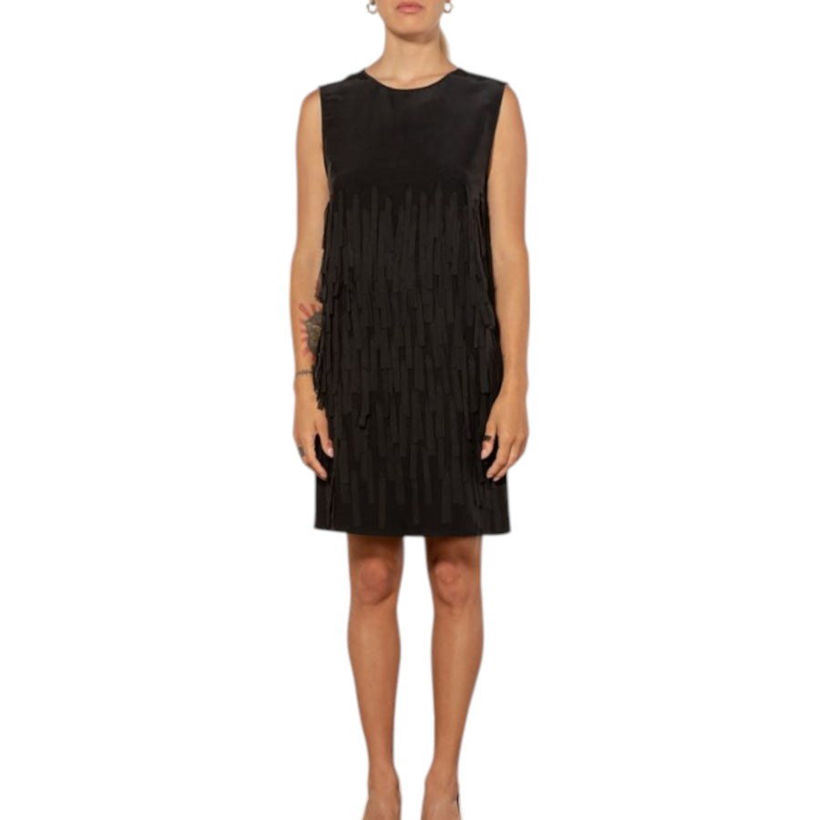 Abito donna in misto seta con frange