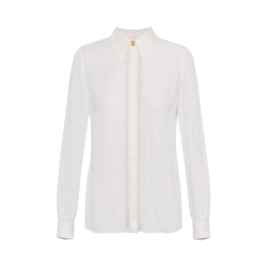 Camicia donna in georgette con bande lettering