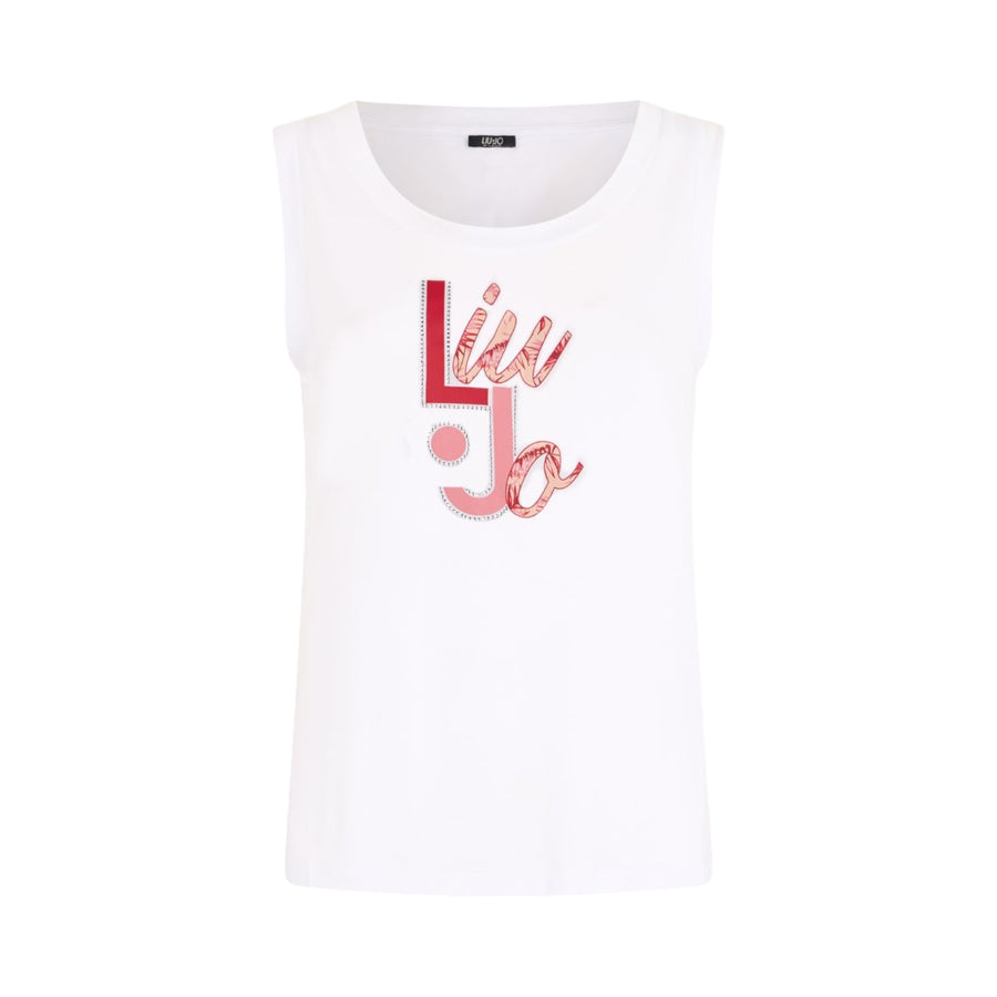 Top donna con logo e strass
