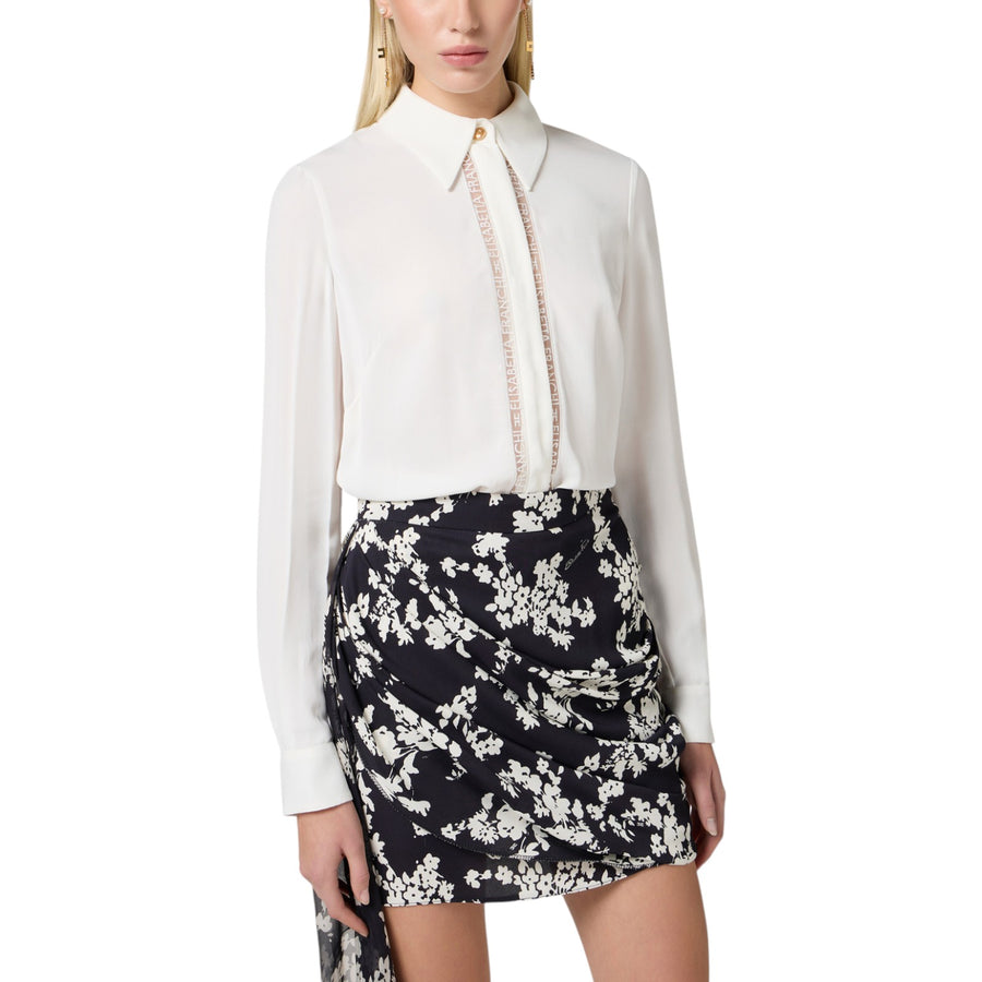 Camicia donna in georgette con bande lettering