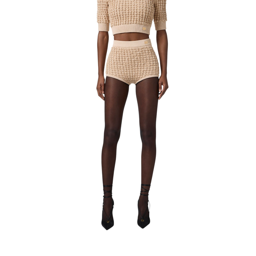 Shorts donna in bouclé con paillettes