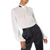 Body donna in georgette con collo gioiello