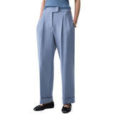 Pantaloni donna mélange con risvolto