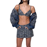 Bralette donna in denim con strass