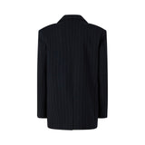 Blazer donna gessato doppiopetto in lana