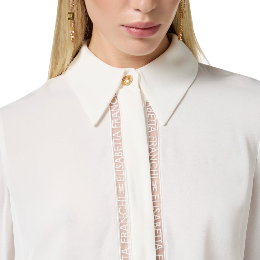 Camicia donna in georgette con bande lettering