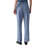 Pantaloni donna mélange con risvolto
