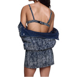 Bralette donna in denim con strass