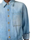 Tuta donna in denim con dettaglio lettering