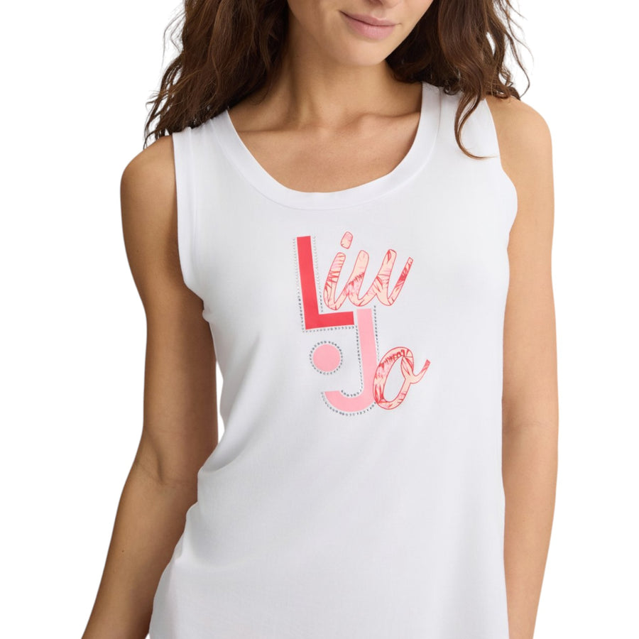 Top donna con logo e strass