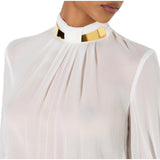 Body donna in georgette con collo gioiello