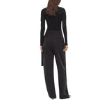 Pantaloni donna wide leg a portafoglio
