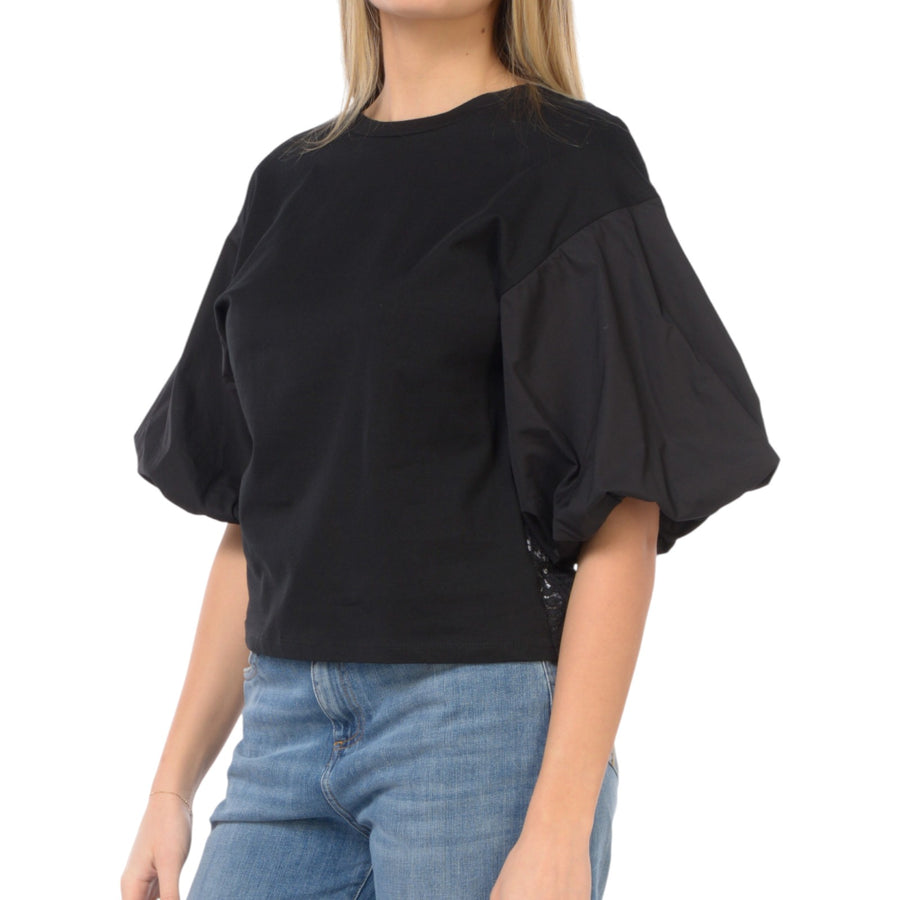 Blusa donna Kaos con inserto in pizzo e maniche a sbuffo