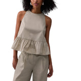 Top donna in popeline con fiocco