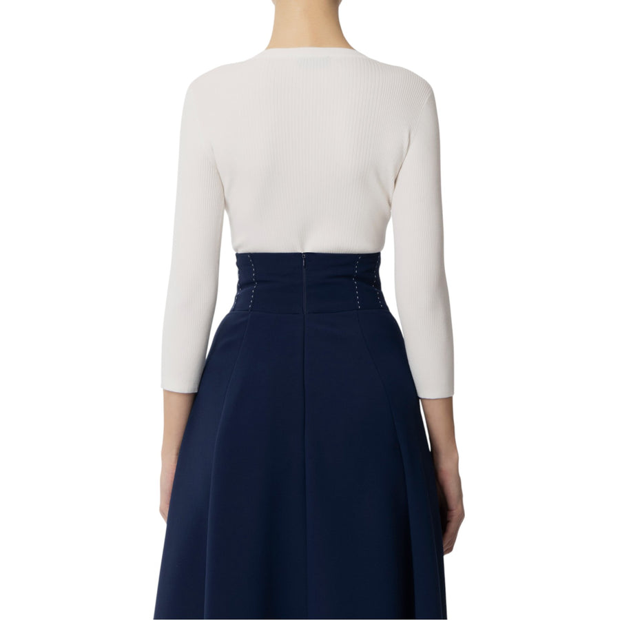 Maglia donna a micro costine con taschino